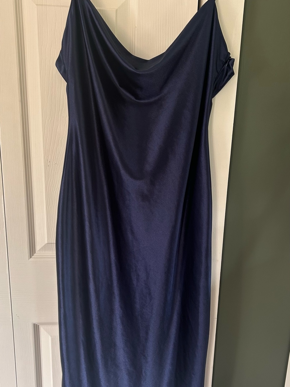 Classic Navy Cowl Neck Women's Dress